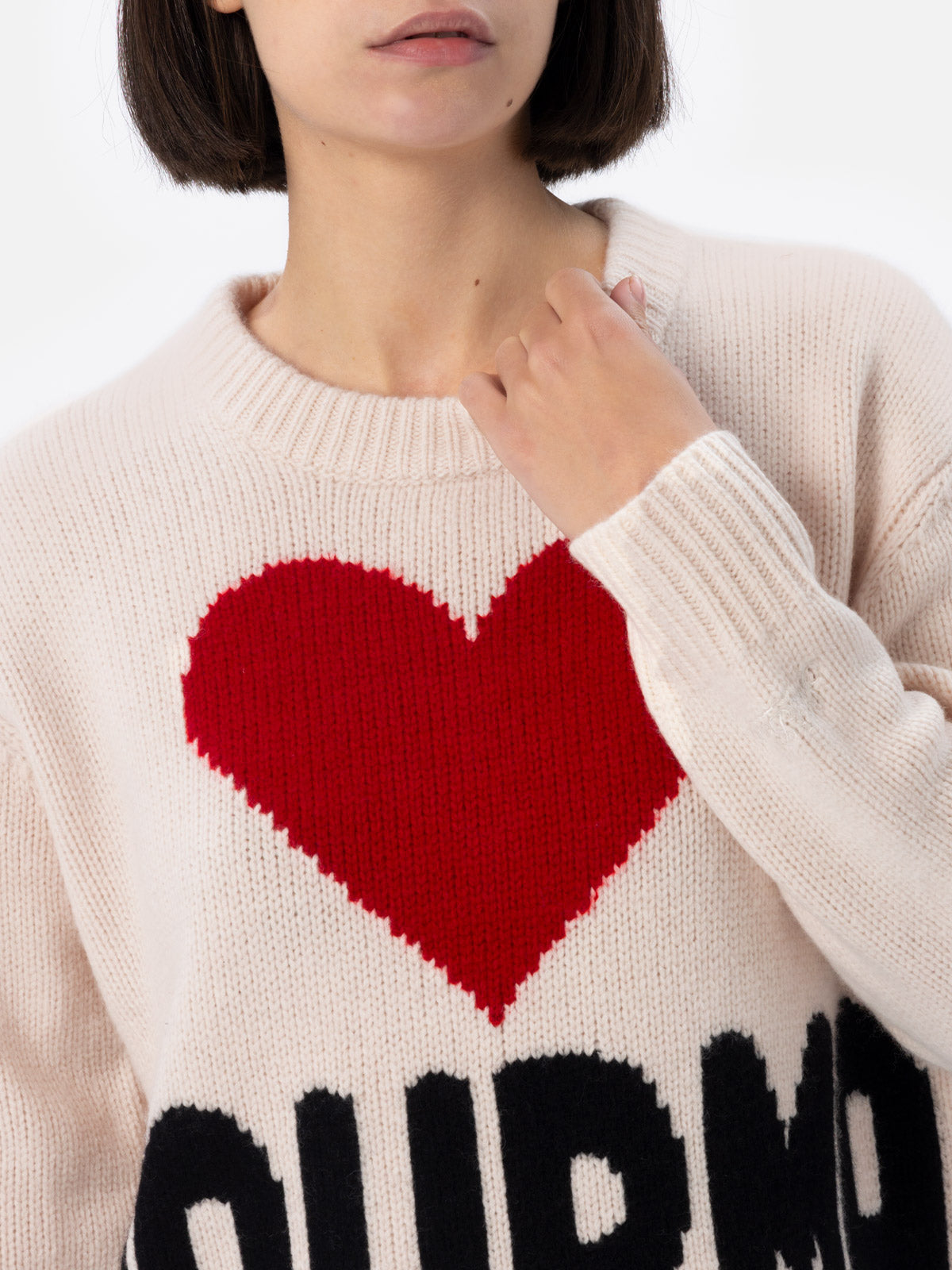 Woman white fair isle sweater Kyla with Courma jacquard - MC2 Saint Barth