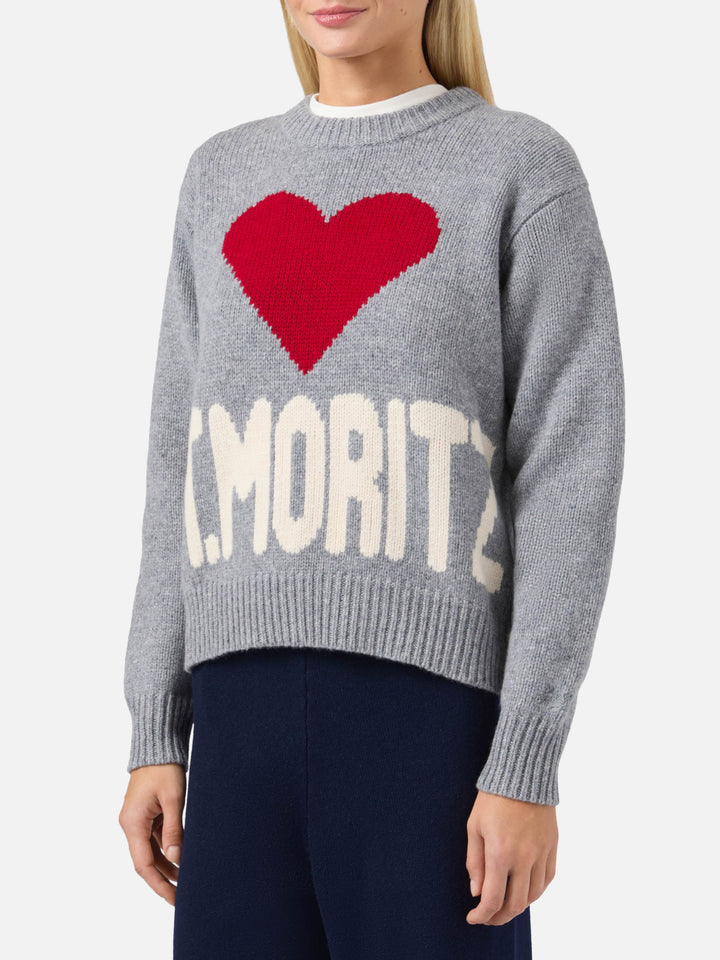 Kyla Wollpullover in Grau mit St. Moritz Jacquard