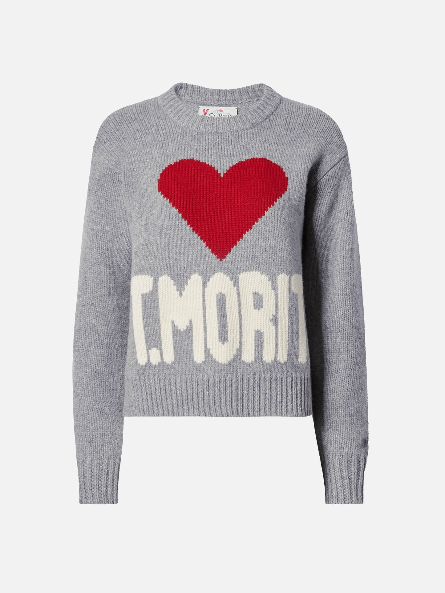 Maglione Kyla in lana grigio con jacquard St. Moritz