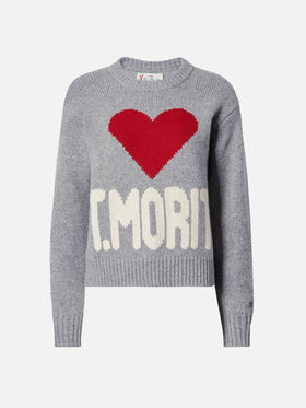 Maglione Kyla in lana grigio con jacquard St. Moritz