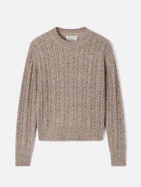 Greige Lalia Donegal wool blend crewneck knit