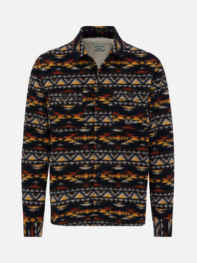 Man wool blend overshirt Landeck with navajo plaid print - MC2 Saint Barth