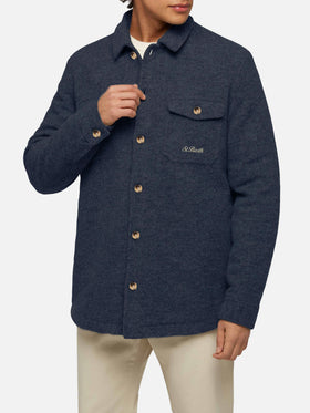 Camicia over Landeck in misto lana blu navy