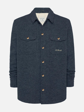 Camicia over Landeck in misto lana blu navy