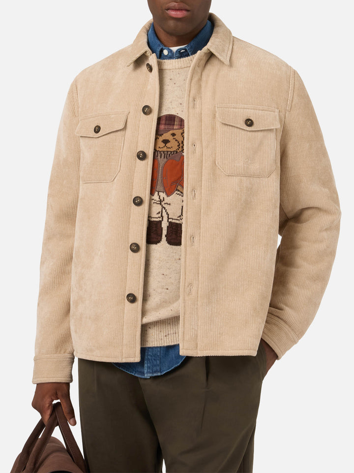 Sobrecamisa de pana Landeck beige con forro teddy 