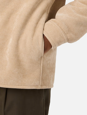 Beige Landeck corduroy overshirt with teddy lining