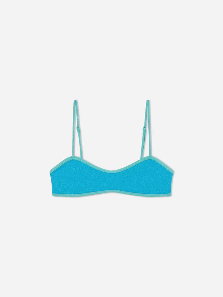 Top de bikini bralette Lurex Laryn con ribetes 