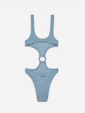 Laurel crinkle lurex silver cut-out one-piece swimsuit - MC2 Saint Barth