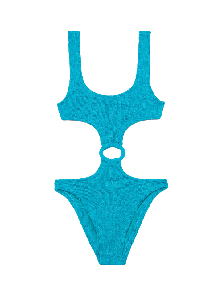 Laurel crinkle teal cut-out one-piece swimsuit - MC2 Saint Barth