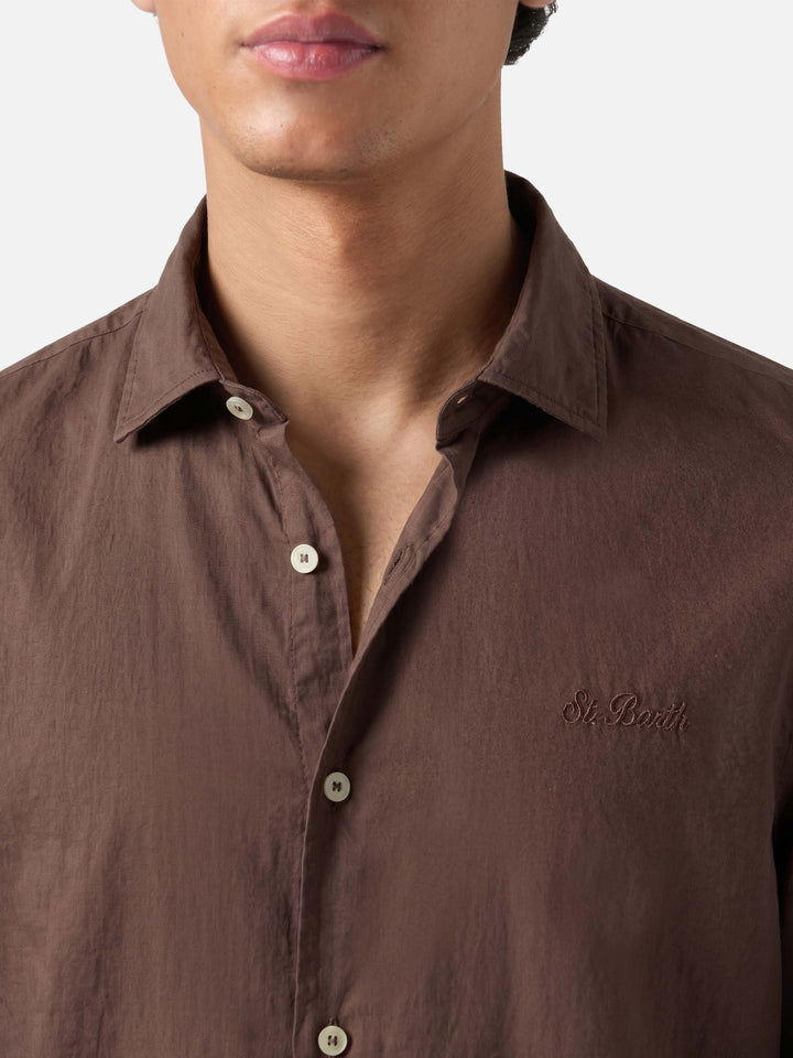 Chemise marron Ice en voile de coton pur 