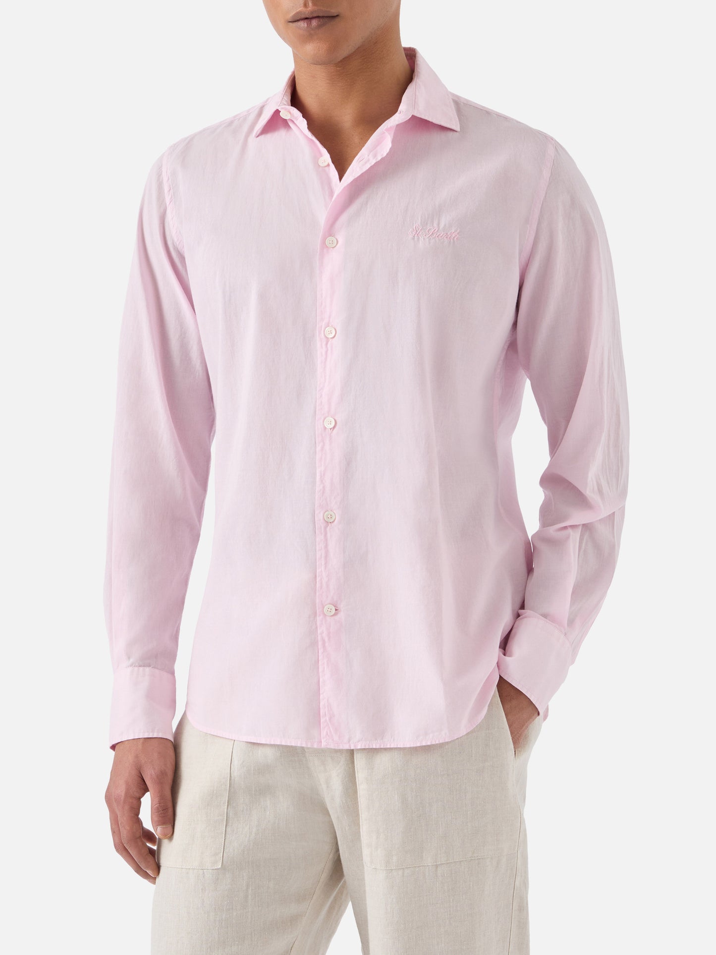 Pink Chemise Ice shirt in pure cotton voile