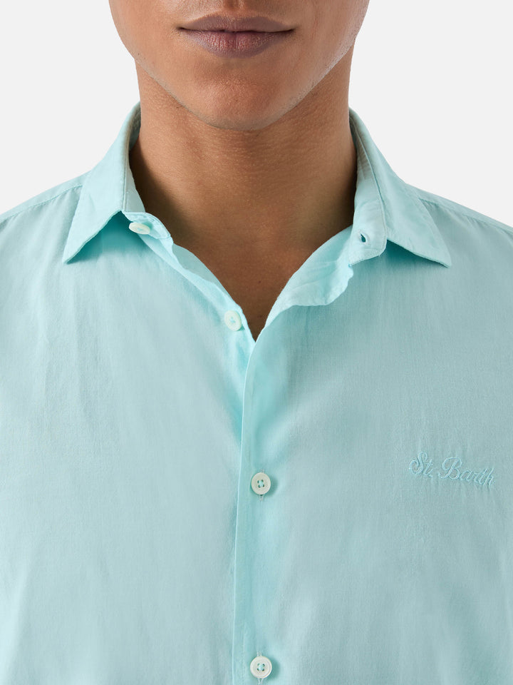 Aqua green Chemise Ice shirt in pure cotton voile