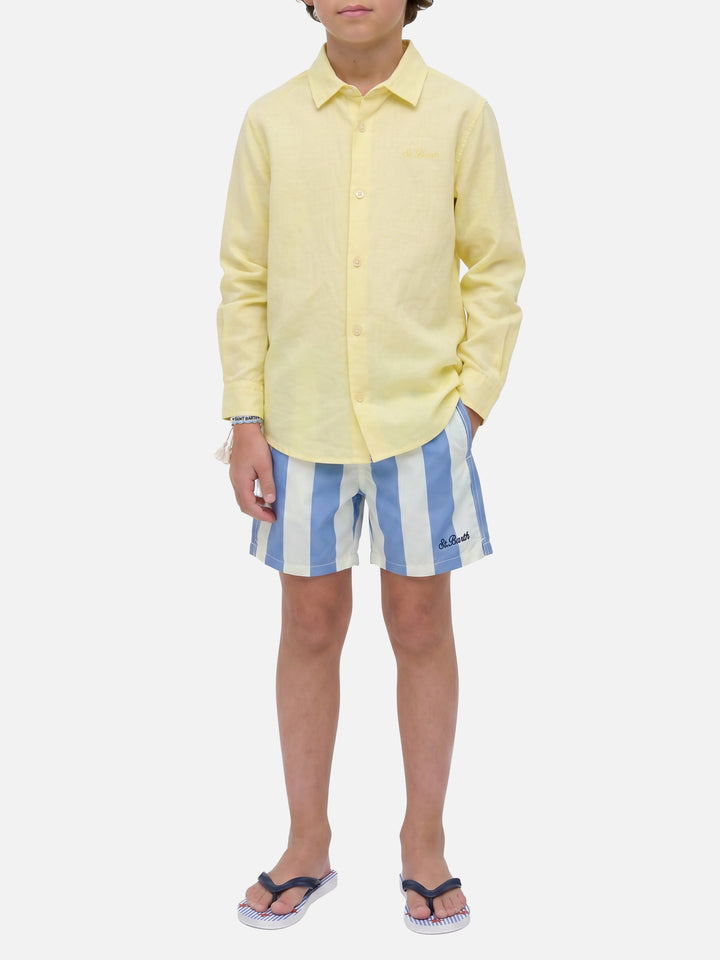 Butter yellow Chemise Jr shirt in cotton voile