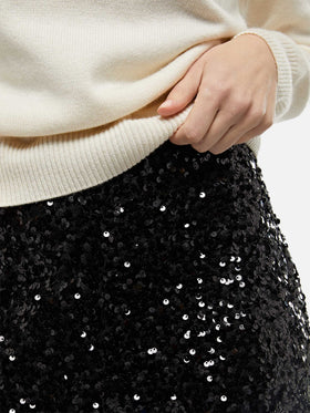 Lucette black sequin wide-leg pants