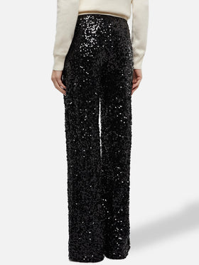Lucette black sequin wide-leg pants