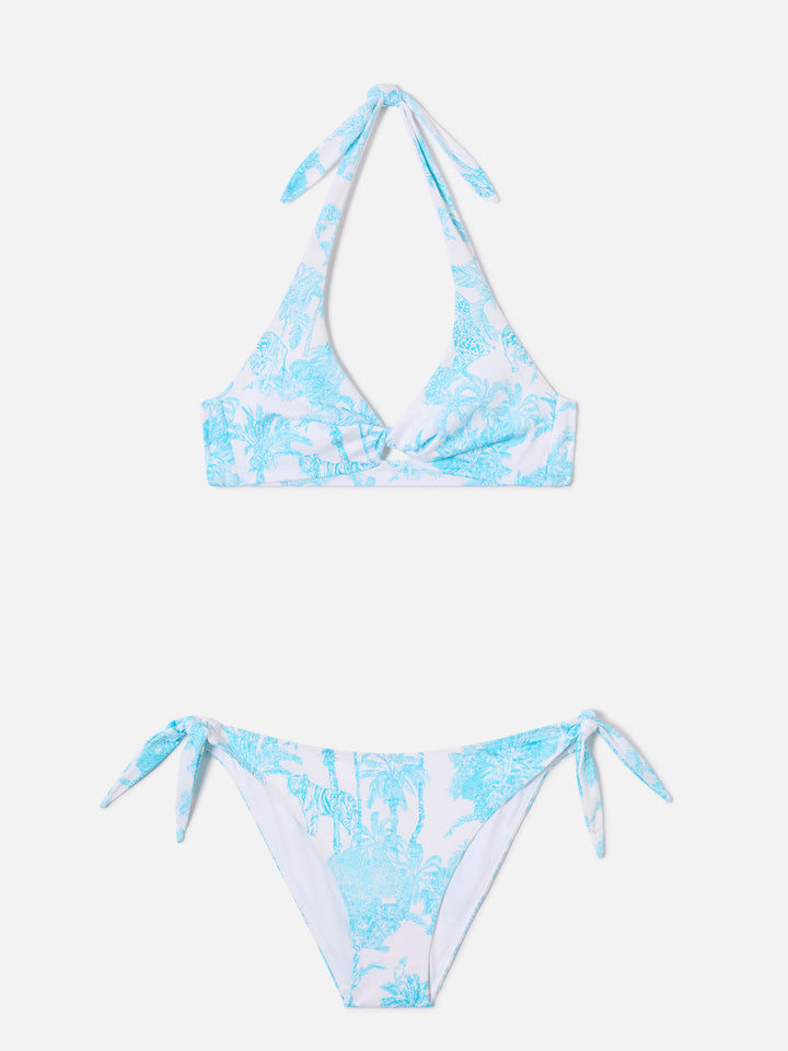 Leda Yali light blue toile de jouy bikini