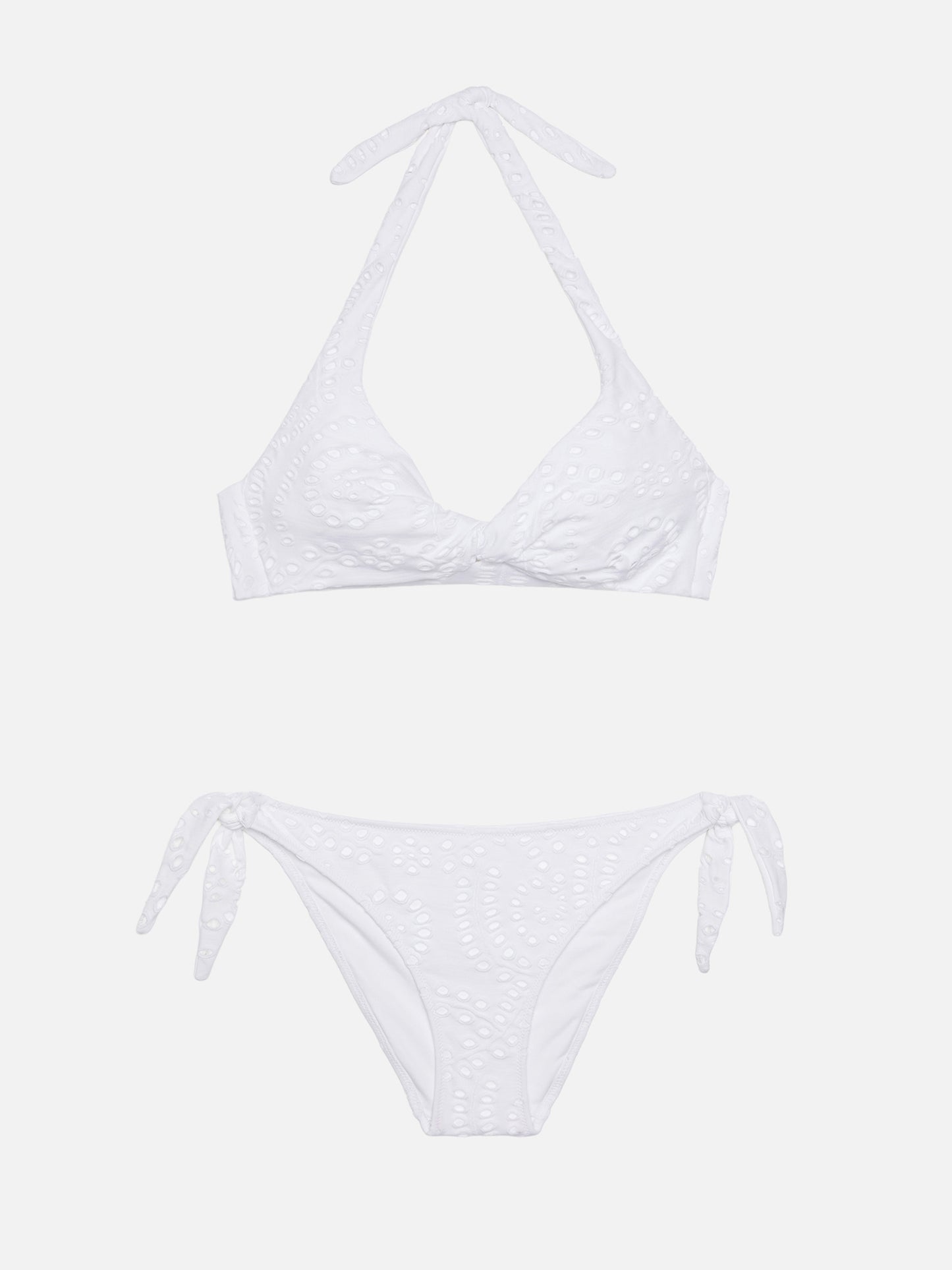Leda Yali Triangel-Bralette-Bikini aus schwarzer Sangallo-Spitze