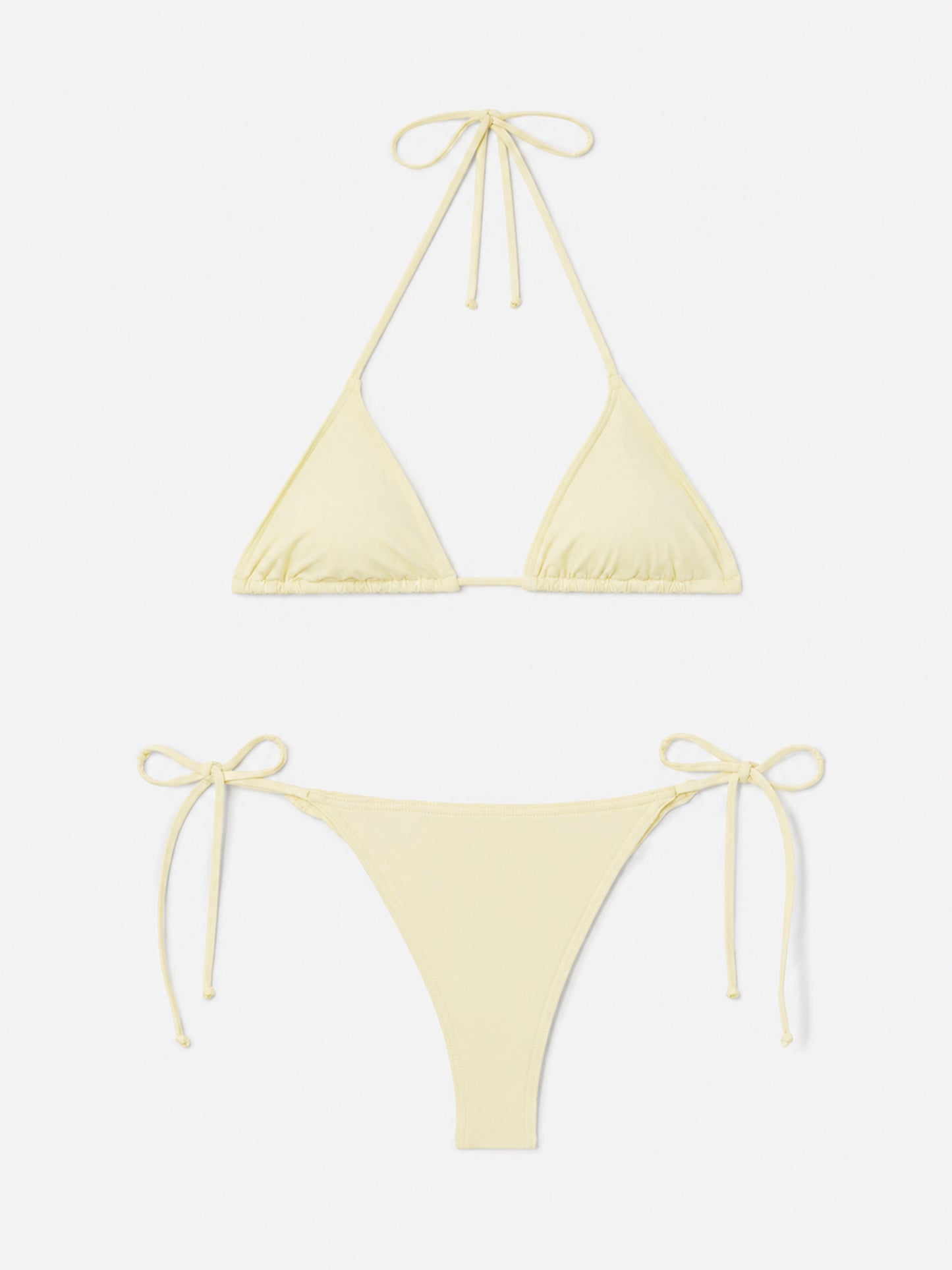 Bikini de triángulo Leah Marielle en amarillo mantequilla con lazos 