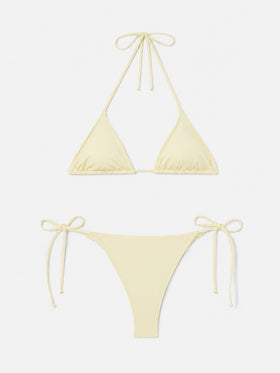 Bikini de triángulo Leah Marielle en amarillo mantequilla con lazos 