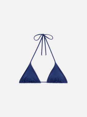 Top bikini Leah triangolo con laccetti blu navy
