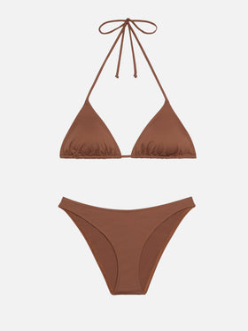 Triangel-Bikini Leah Lido in Braun mit klassischer Badehose