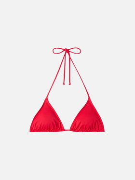 Leah, roter Badeanzug mit Triangel-Oberteil