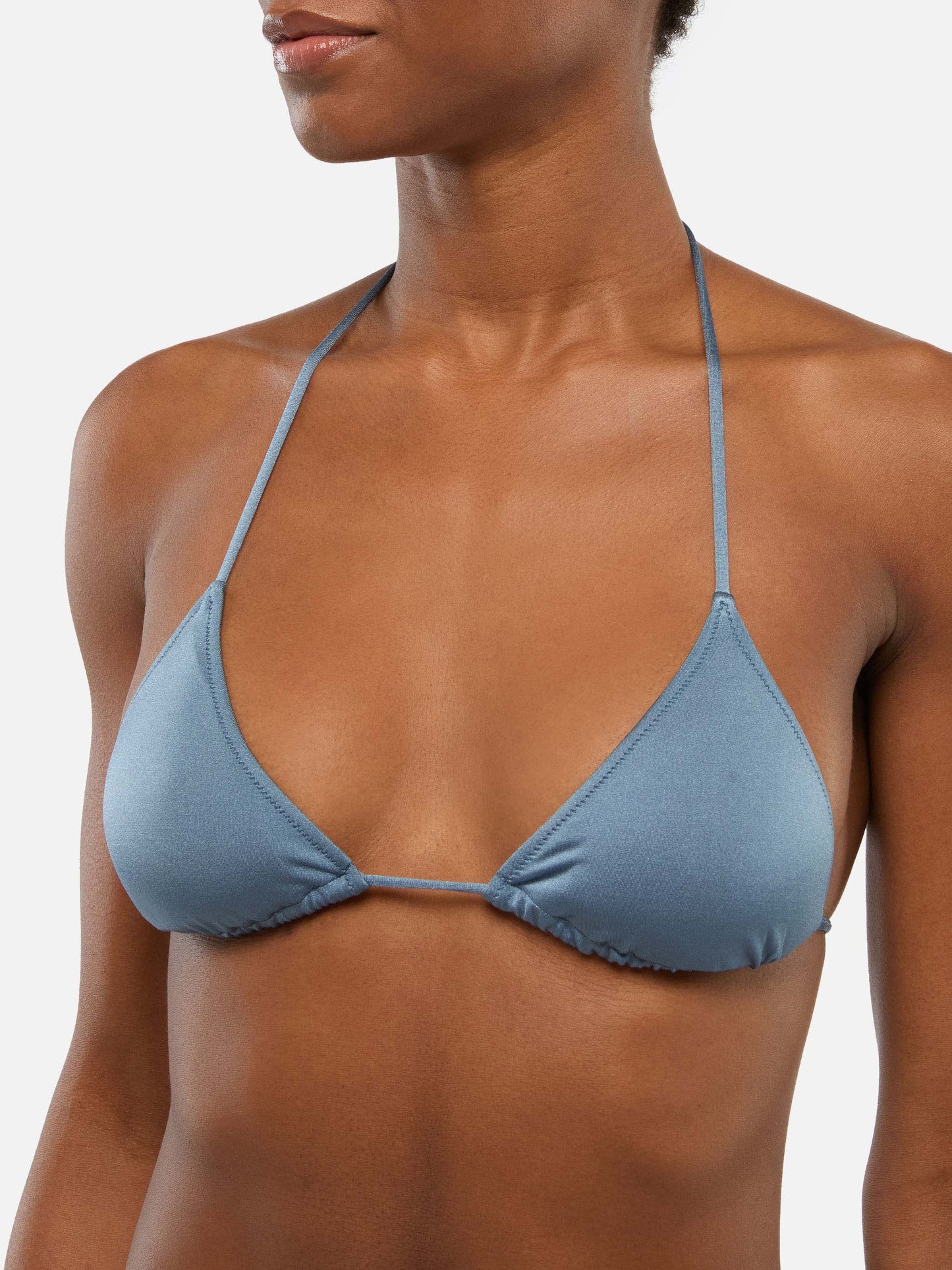 Leah schimmerndes Triangle-Bikinioberteil in Avio-Blau 