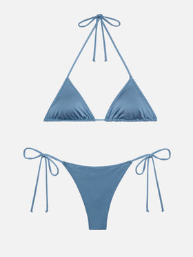 Leah Marielle Triangel-Bikini in schimmerndem Himmelblau 