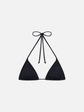 Leah triangle with ties bikini top in solid black