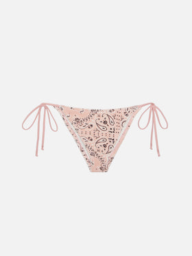 Marielle klassische pinkfarbene Bikinihose mit Bandana-Print 
