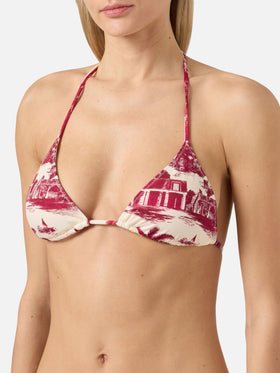 Bikini Leah Naomi bordeaux toile de Jouy 