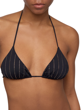 Leah black triangle top with striped rhinestone embellishment - MC2 Saint Barth