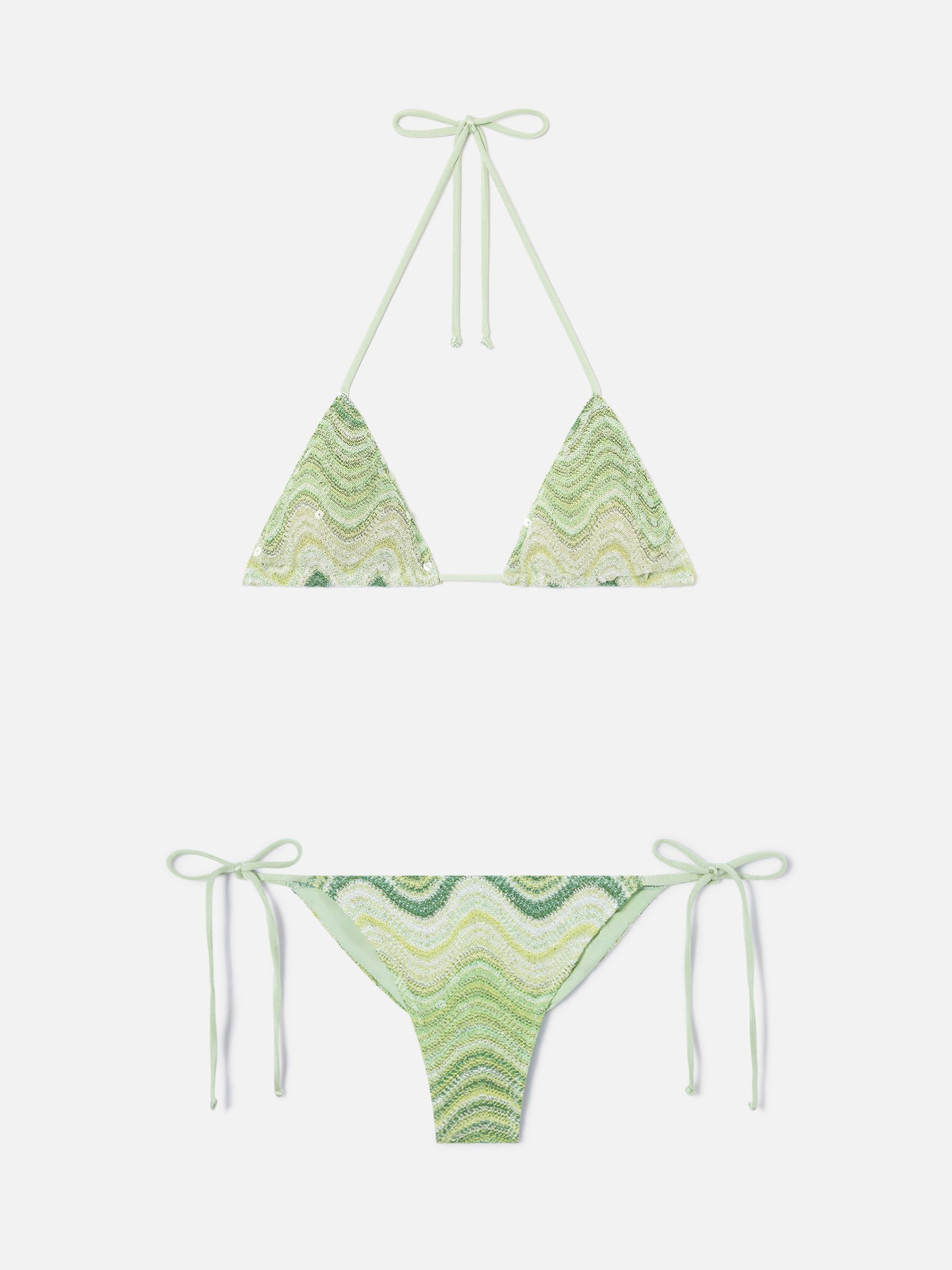 Leah Marielle green degradé raschel bikini with sequins