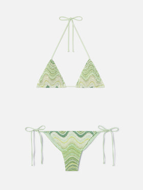 Leah Marielle green degradé raschel bikini with sequins