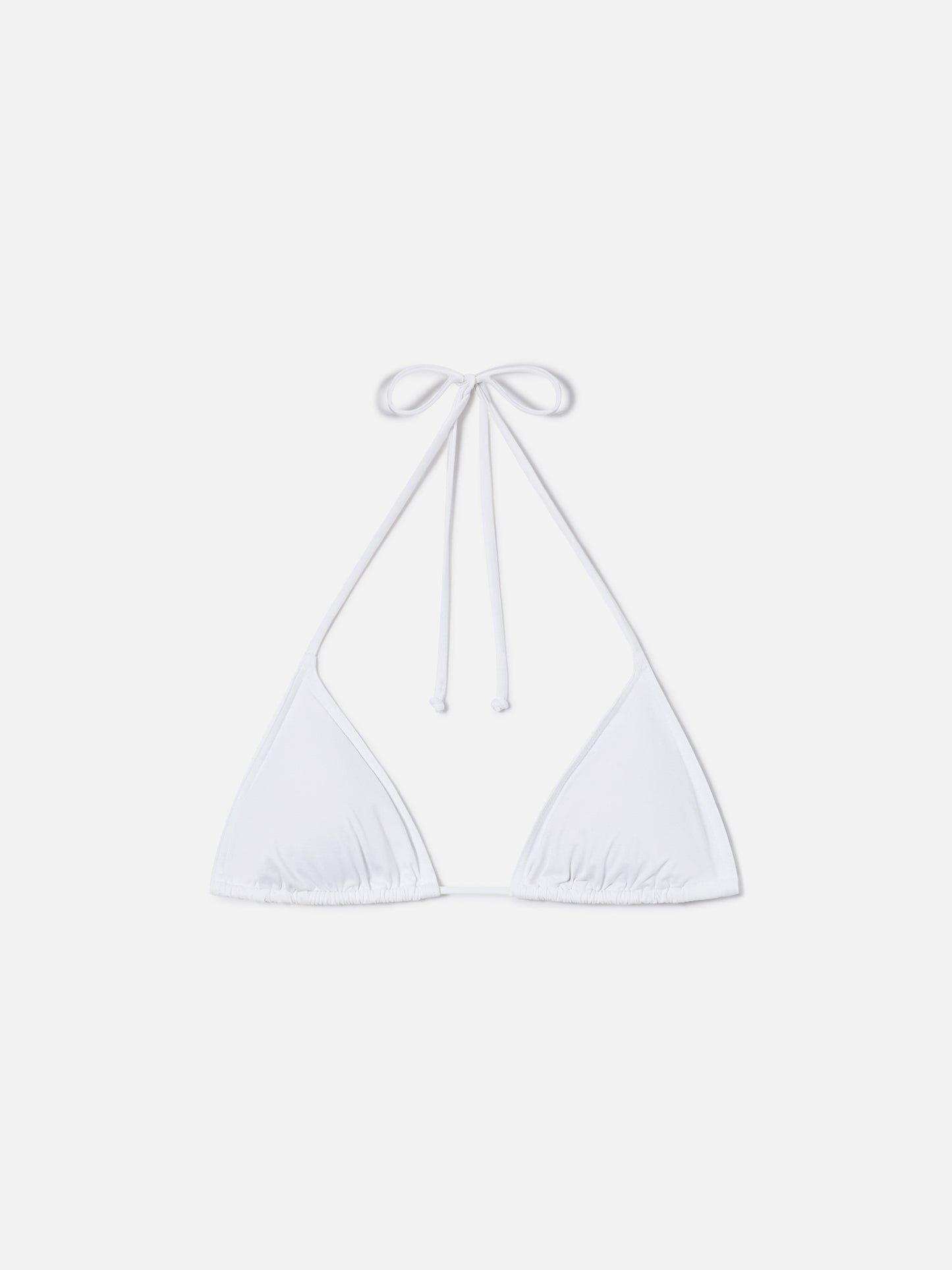 Top de bikini triangular Leah con tiras en blanco liso 