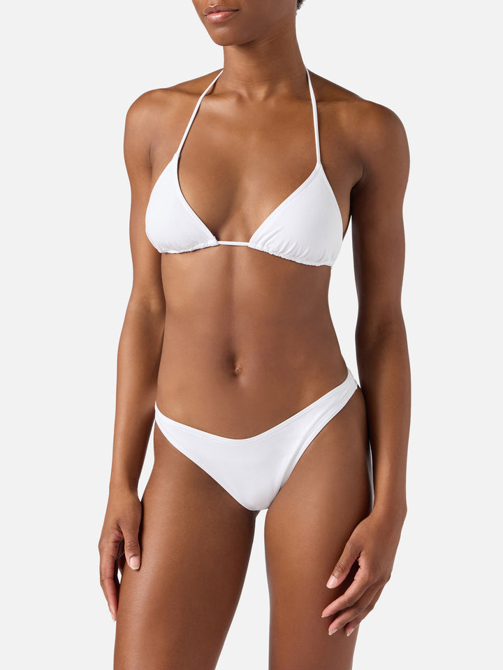 Leah Naomi white triangle bikini with ties