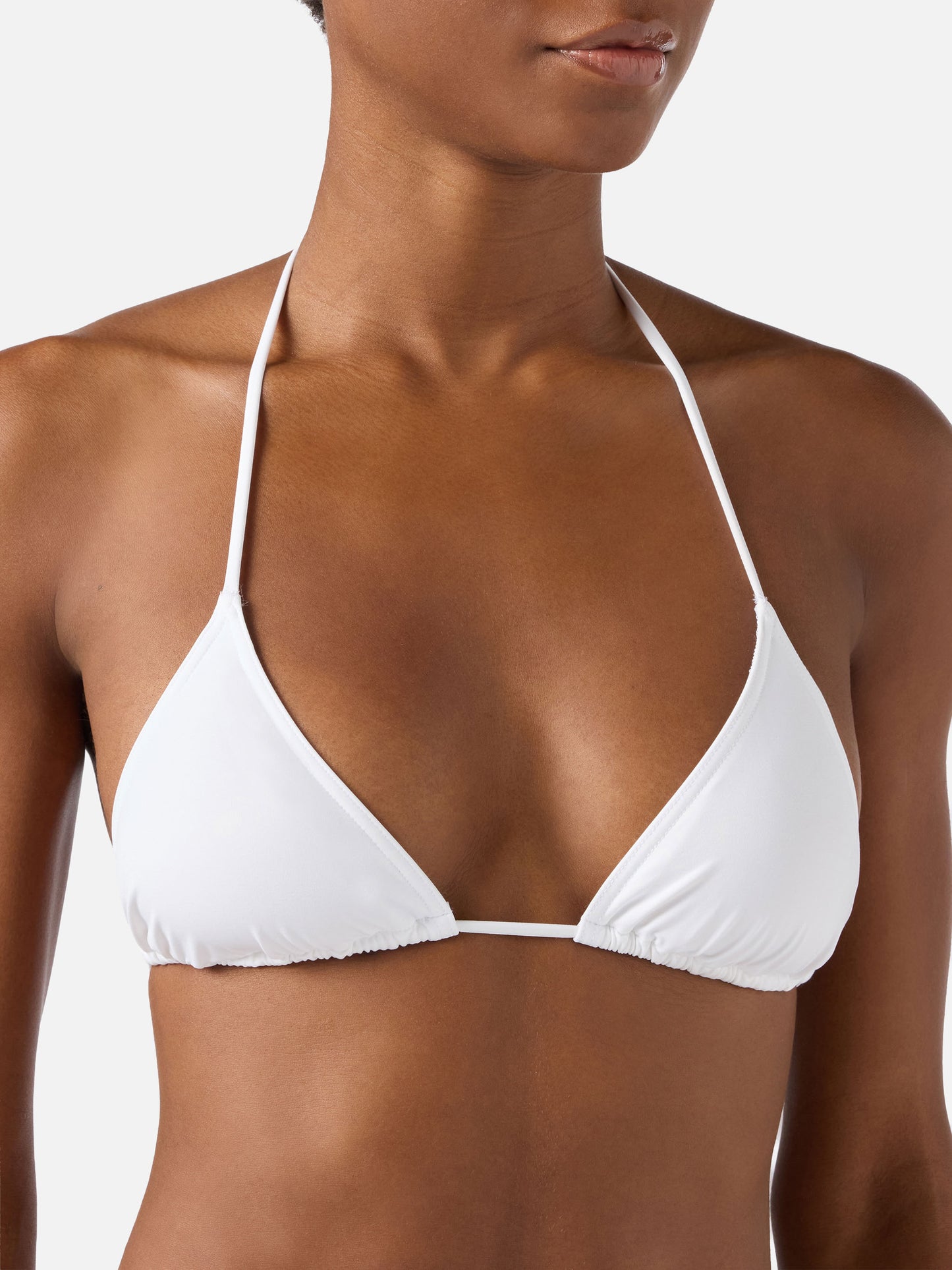 Leah Naomi white triangle bikini with ties