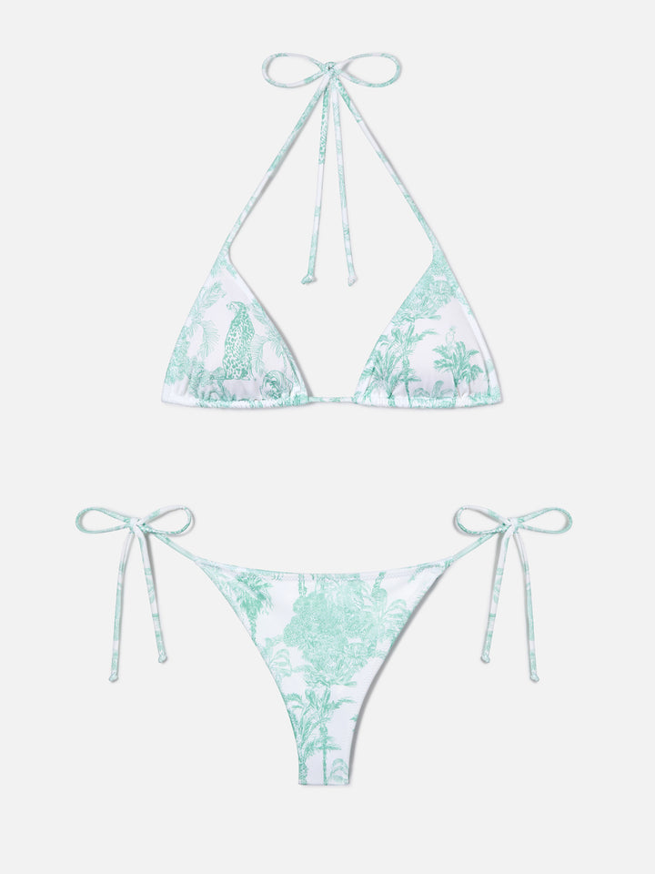 Bikini Leah Marielle con stampa toile de jouy verde