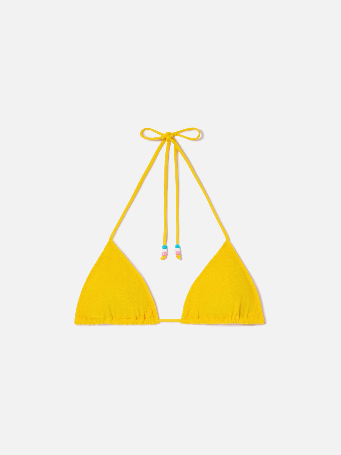 Gelbes Frottee-Triangel-Bikinioberteil Leah mit Charms 
