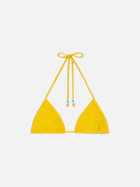 Gelbes Frottee-Triangel-Bikinioberteil Leah mit Charms 