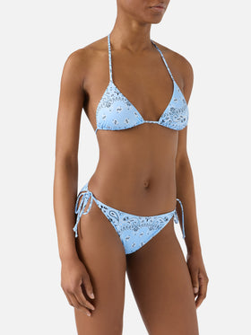 Bikini Leah Virgo con estampado bandana azul claro 
