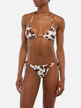 Bikini Triangle Leah Marielle con estampado de piel de vaca 