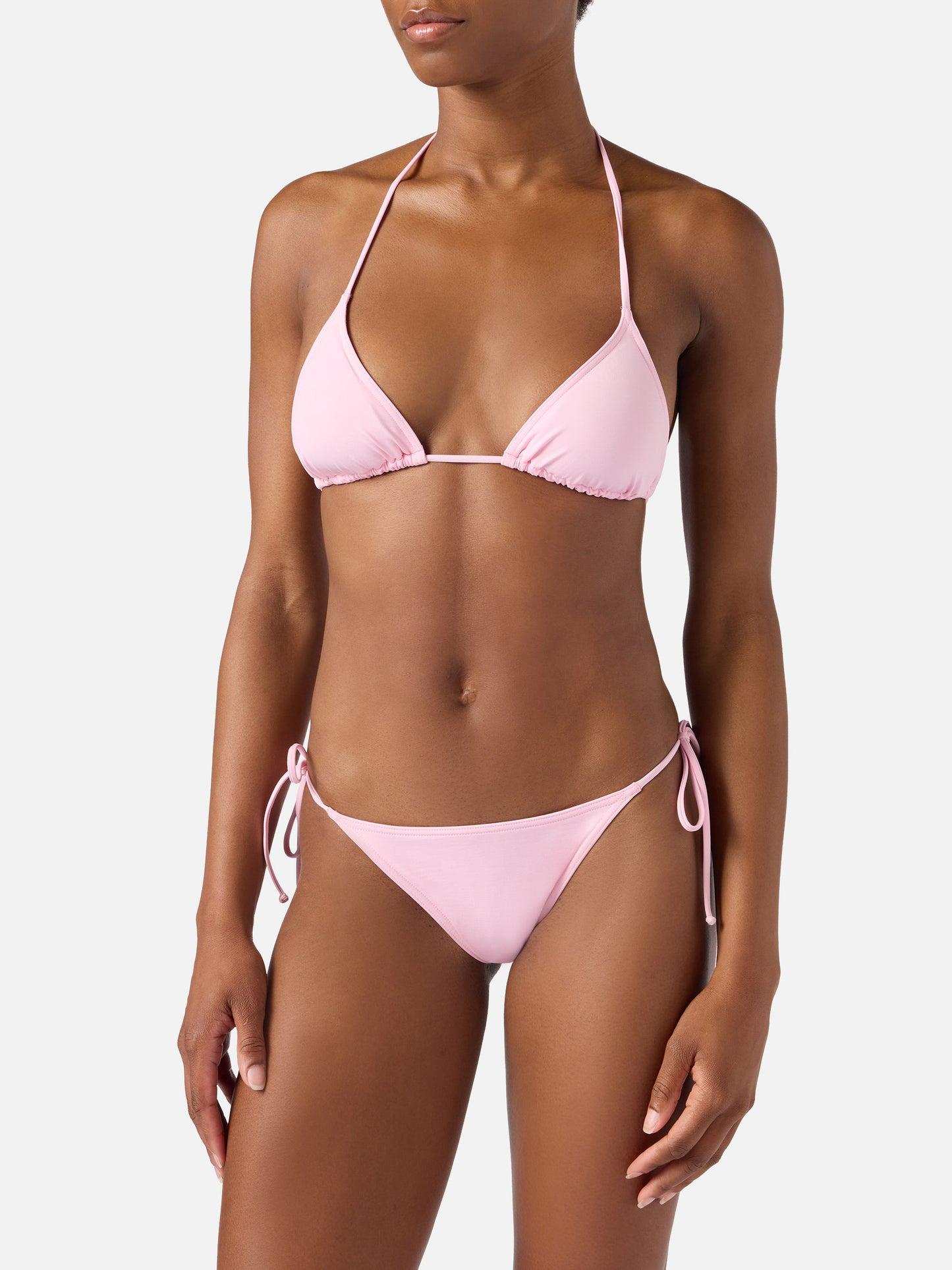 Leah Marielle light pink triangle bikini with ties