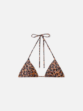 Parte superior de bikini triangular Leah con estampado bandana Leo 