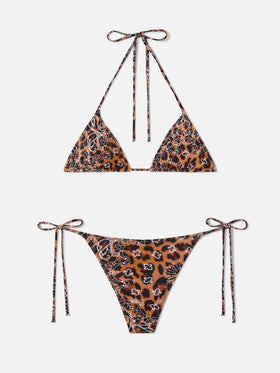 Bikini de triángulo para mujer con estampado leo bandanna 