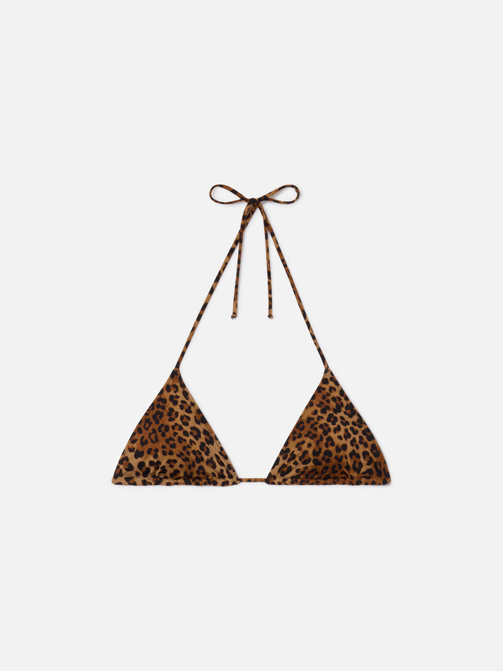Top de bikini triangular Leah con estampado de leopardo 