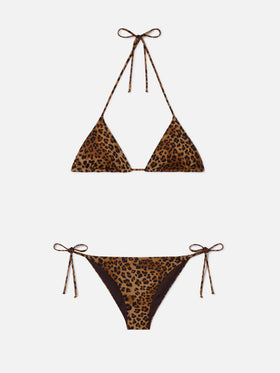 Bikini de triángulo Leah Virgo con estampado de leopardo 