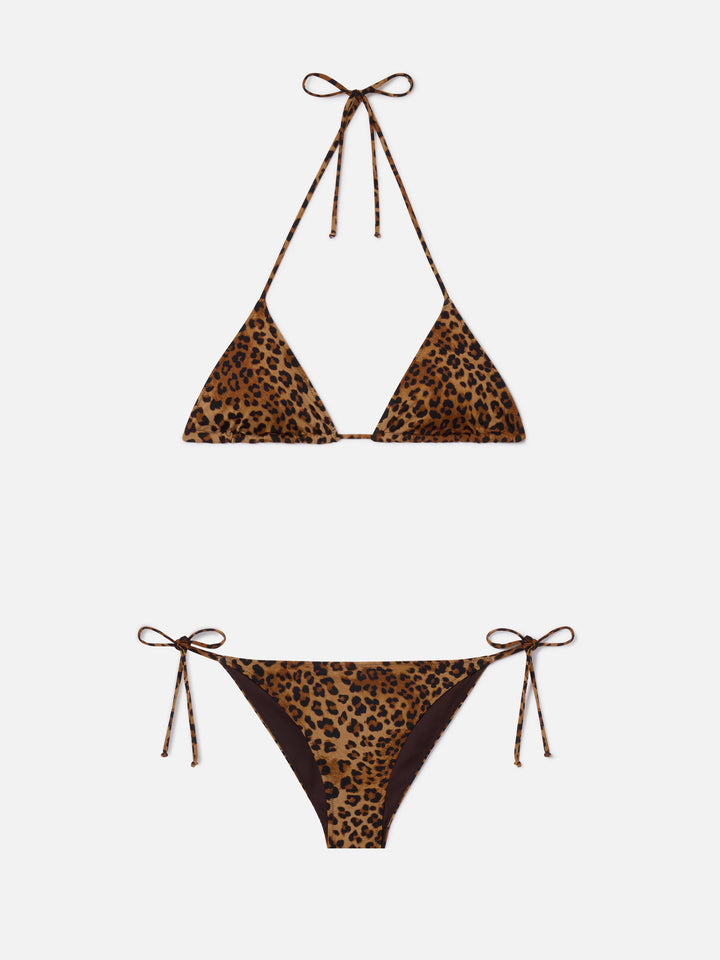 Bikini de triángulo Leah Virgo con estampado de leopardo 
