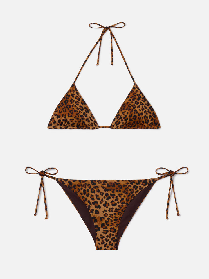 Leah Virgo Triangel-Bikini mit Leopardenprint 