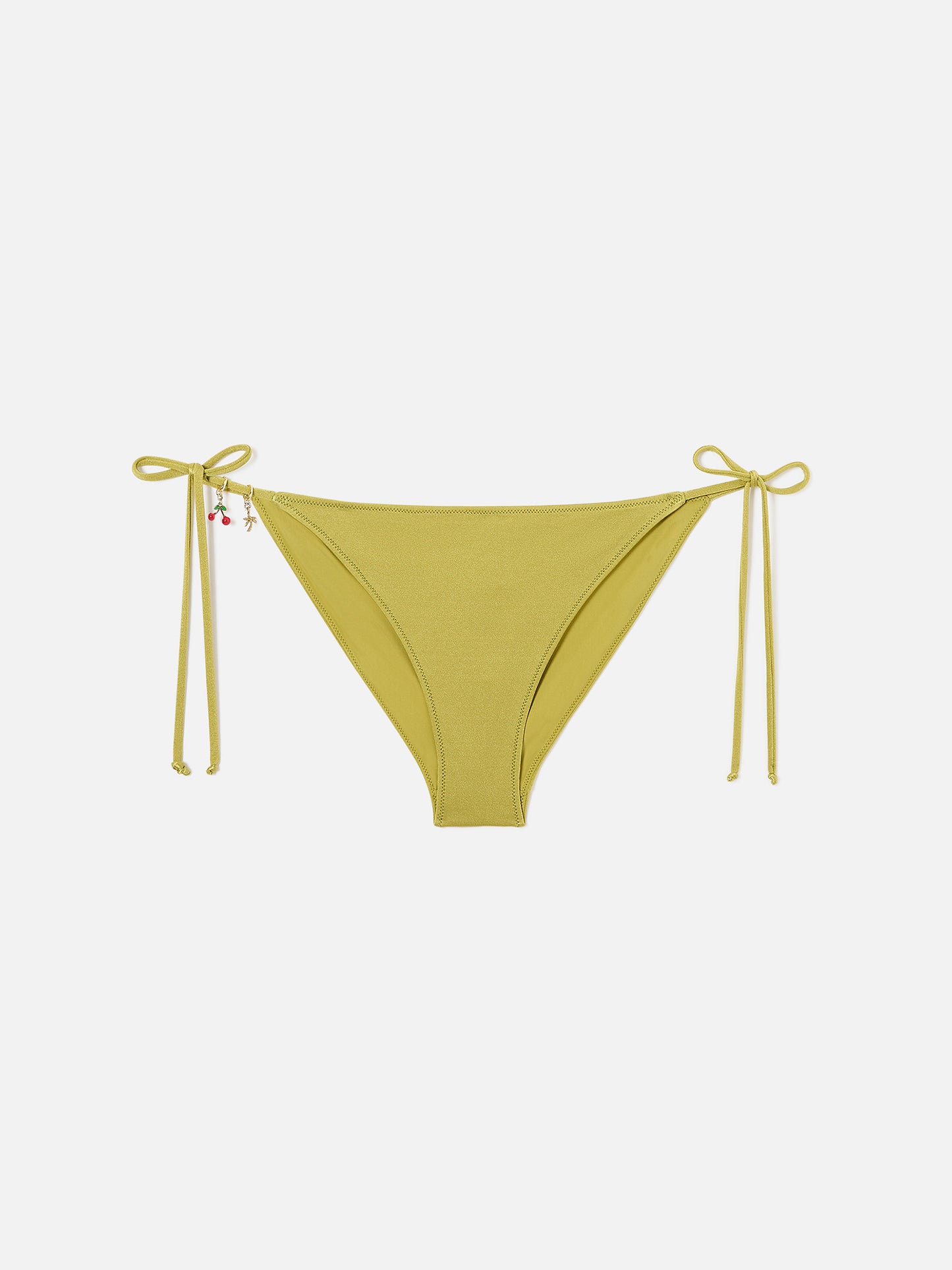 Braguita de bikini clásica Virgo en tejido verde con acabado brillante y detalles de charms 